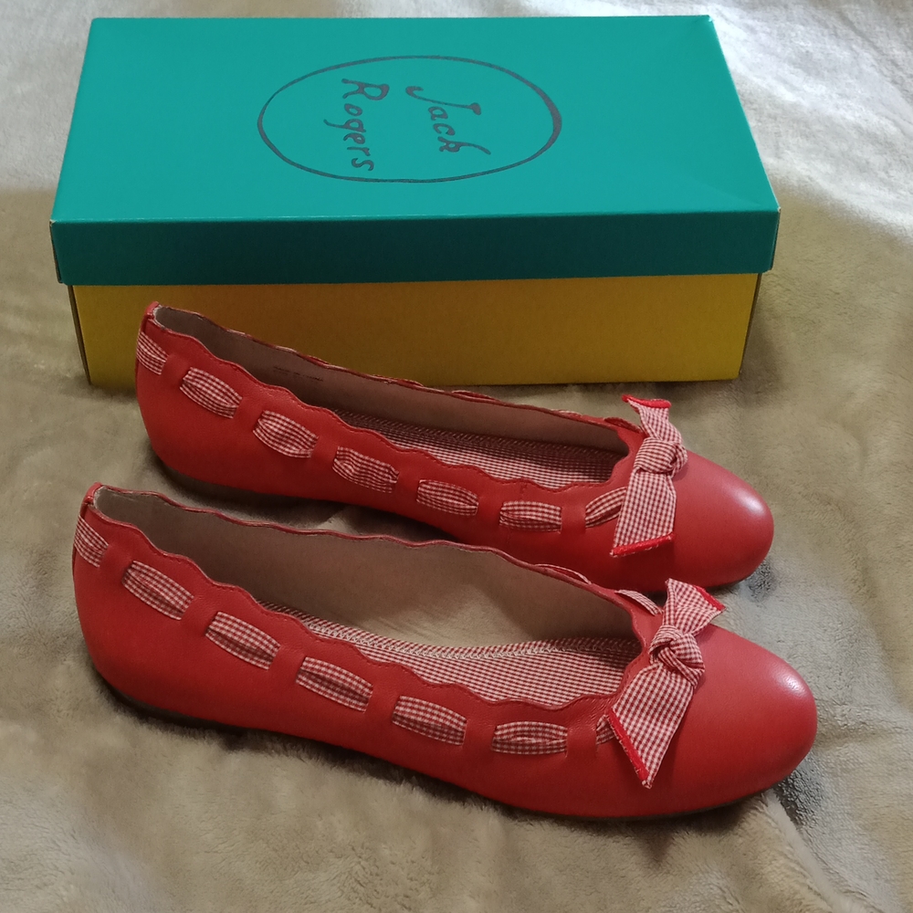 Jack Rogers Lucie Gingham Bow Flat